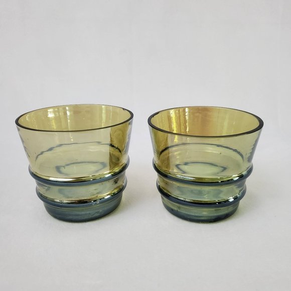 Crate&Barrel Other - Crate & Barrel Green Hand Blown Glass Votive Candle Holders Set of 2